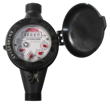 1/2” Water Meter: Plastic, NSF Certified, Multi-Jet, Gallons (Horizontal Installation)