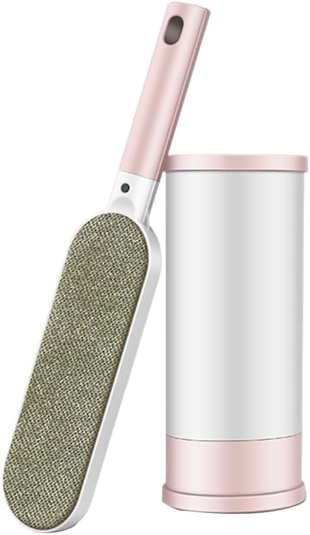 Lint Brushes for Clothes, Cat Dog Hair Remover for Lundary, Self-Cleaning Lint Remover for Bed Sofa Coat, Best Hair Cleaning Brushes Better Than Lint Roller (Large Pink)