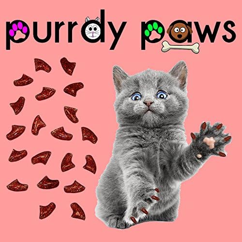 100 Pack Soft Nail Caps for Cat Claws Ruby RED Glitter Small