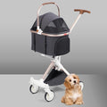 Pet Stroller for Small Medium Dogs Cats, Lightweight Foldable Ventilated Dog Cat Cart, Detachble Portable Pet Bag, Storage Basket, Car Seat 3 in 1 Multifunctional, Max Load 33 lbs (Dark Gray)