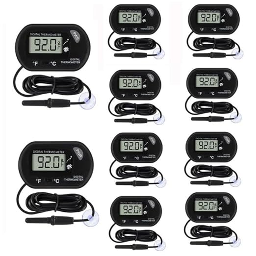 10Pcs Aquarium Fish Tank Reptile Terrarium Water Temperature Test Digital Thermometer with LCD Display Fahrenheit/Celsius (/)