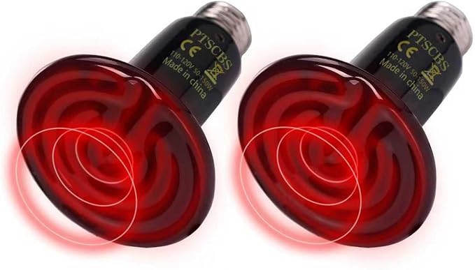 100W 2PCS Reptile Heat Lamp Black Ceramic Heat Emitter,Infrared Heater Bulb for Pet Coop Heater Chicken Lizard Turtle Brooder Aquarium Snake