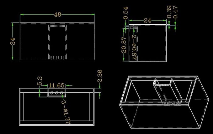 120-3H Gallon Starfire Aquariums with Center Overflow 48x24x24 H 12mm Starfire/Low Iron Glass