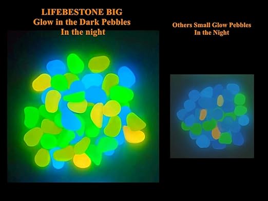 0.8-1.2" Big Rainbow Multicolor Glow in The Dark Rocks, Big Colored Pebbles, Aquarium Gravel, Fish Tank Gravel, Plants for Fish Tank, Glow Rocks for Landscaping 750 Pcs (5, Pounds)