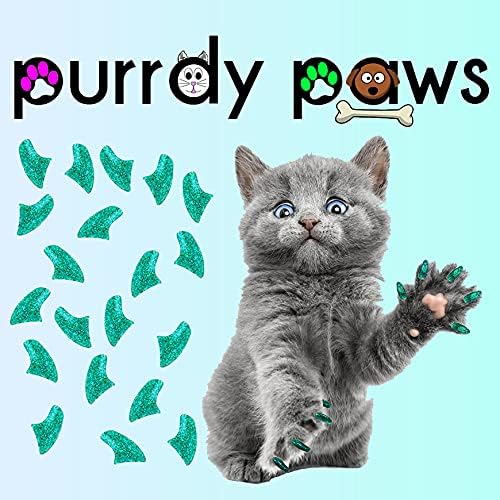 100 Pack Soft Nail Caps for Cat Claws Seafoam Glitter Kitten