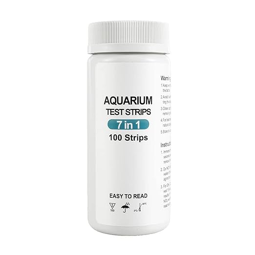 100Pcs Aquarium Test Strips 7 in 1 Fish Tank Test Kit Freshwater Saltwater Aquarium Water pH Test Strips Kit for Total Hardness Nitrate Nitrite Free Chlorine Carbonate pH Value Total Alkali