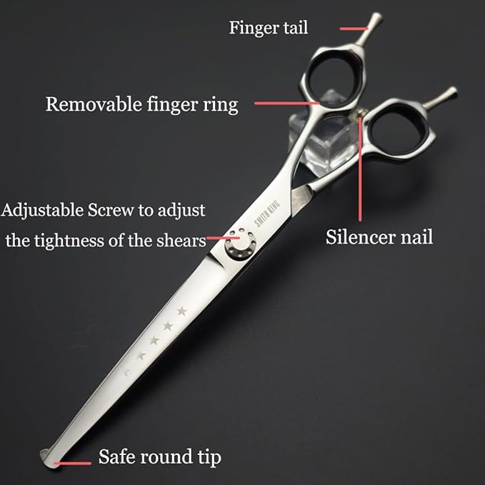 7 inches Safe Dog Grooming Scissors Set with Round Tip,Straight & Thinning & Curved Shears Set with comb for Dog & Cat Grooming (Black 3 in 1 with comb)
