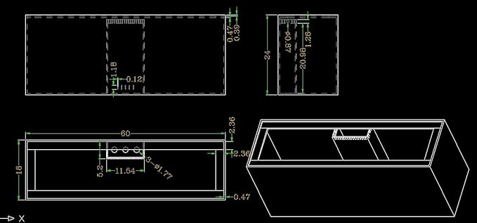 112Gallon SC Aquariums w/Center Overflow 60x18x24 H 12mm