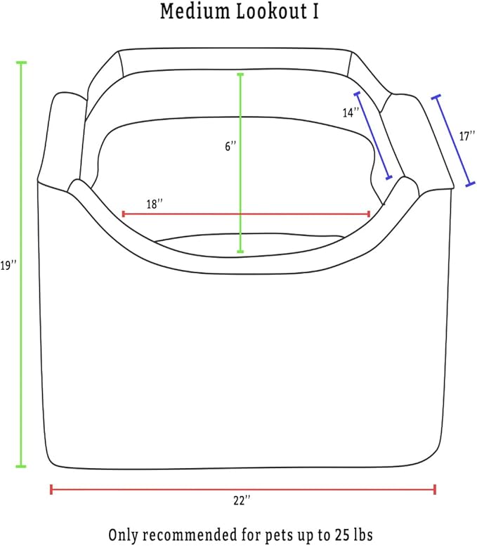 Snoozer Lookout I Dog Car Seat - Small Dog and Puppy Car Seat, Booster Bed for Small & Medium Size Pets up to 25 Lbs, Sherpa Lining, Elevated, Washable, Safe for Travel - Medium, Stone Diamond