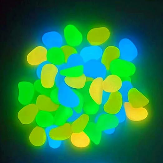 0.8-1.2" Big Rainbow Multicolor Glow in The Dark Rocks, Big Colored Pebbles, Aquarium Gravel, Fish Tank Gravel, Plants for Fish Tank, Glow Rocks for Landscaping 750 Pcs (5, Pounds)