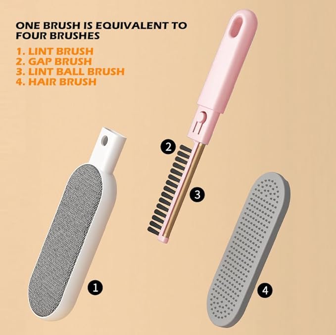 Travel Size Lint Brushes for Clothes, Cat Dog Hair Remover for Lundary, Lint Remover for Bed Sofa Coat, Best Hair Cleaning Brushes Better Than Lint Roller (Mini Pink)