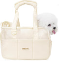 Dog Purse Carrier for Small Dogs Rabbit cat with Large Pockets, Cotton Bag, Dog Carrier Soft Sided, Collapsible Travel Puppy Carrier (Beige Breathable, 13.6" L x 6.5" W x 10.0" H)