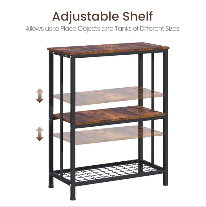 10-20 Gallon Fish Tank Stand, 3-Tier Metal 20 Gallon Aquarium Stand Heavy Duty 5-10 Gallon Reptile Stand with Adjustable Storage Shelf for Breeder/Turtle/Terrarium Tank-24.8" L*11.8" W*30.7" H