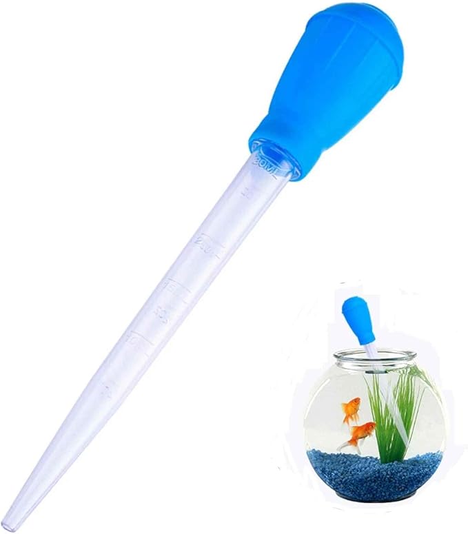 1 PC Blue Fish Tank Cleaner Water Changer Aquarium Dropper, 30ml Fish Tank Cleaning Waste Remover, Mini Aquarium Gravel Cleaning Straw, Fishbowl Rock Cleaner Tools