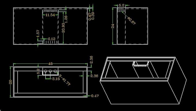 100 Gallon-A Starfire Aquariums with Center Overflow 48x20x24 H 12mm Starfire/Low Iron Glass