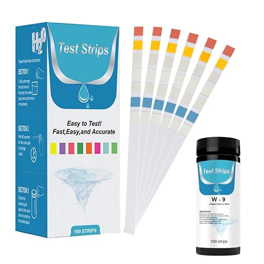100Pcs Aquarium Test Strips Kit, 9 in 1 Quick & Accurate Fish Tank Pool Pond Water Testing Kit for Measuring Iron Copper Nitrate Nitrite Chlorine pH
