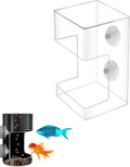 1 Pcs Fish Tank Feeding Tray with Suction Cup, Acrylic Feeding Tube Fish Food Holder, Automatic Fishing Feeder Aquarium Tank Divider Supplies, Breeder Box for Aquarium Accessories (Square)