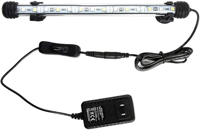 11.5 inches LED Aquarium Light, 6W Fish Tank Light Underwater Light Submersible Crystal Glass Lights, 9.2ft/2.8m Long Wire Length, White