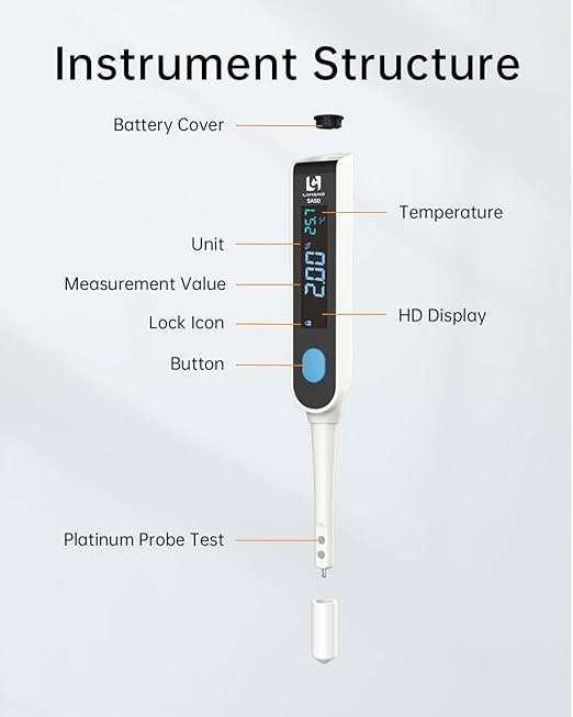 Digital Salinity Meter, Platinum Electrode & Concave Surface for Lab-Grade Accuracy, Auto-Measured Salt Content Tester, Rapid Test for Aquarium/Saltwater/Salty Food, Range: 50ppt/1.000〜1.045