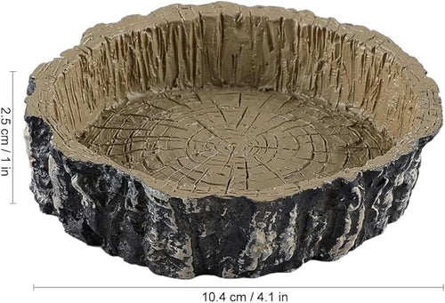 (2 Pack) Reptile Feeding Dish Bowl,Reptile Tree Trunk Food/Water Dish for Reptiles,Amphibians,Bearded Dragon,Lizard,Gecko,Tortoise,Hermit Crab and Little Critters,Made from Premium Resin(Small Size)