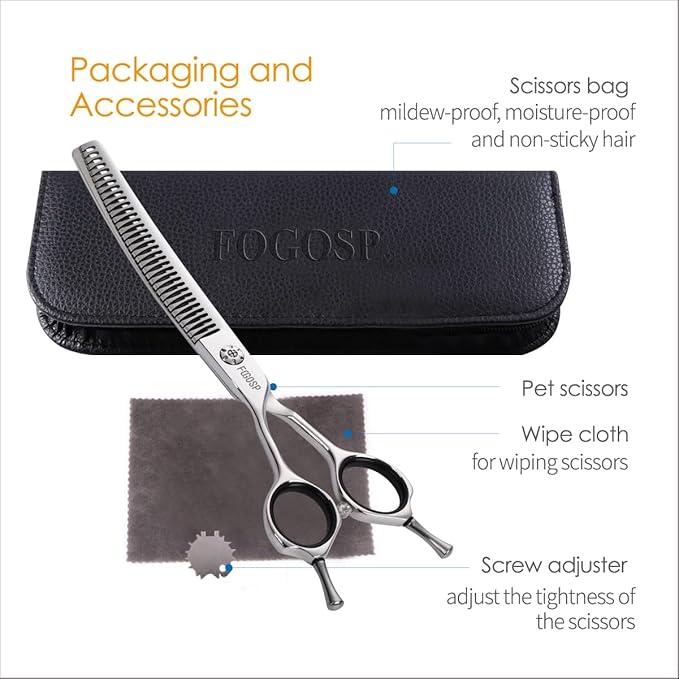 Left Handed Curved Chunker Shears 7 in Left Handed Dog Grooming Scissors for Professional Groomer