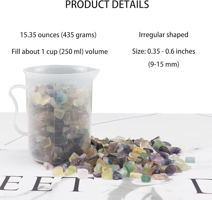 0.96LB Aquarium Gravel Fluorite Natural Quartz Crushed Crystal Vase Filler Fish Tank Decorative Stones Succulent Rocks Bulk Polished Irregular Shaped