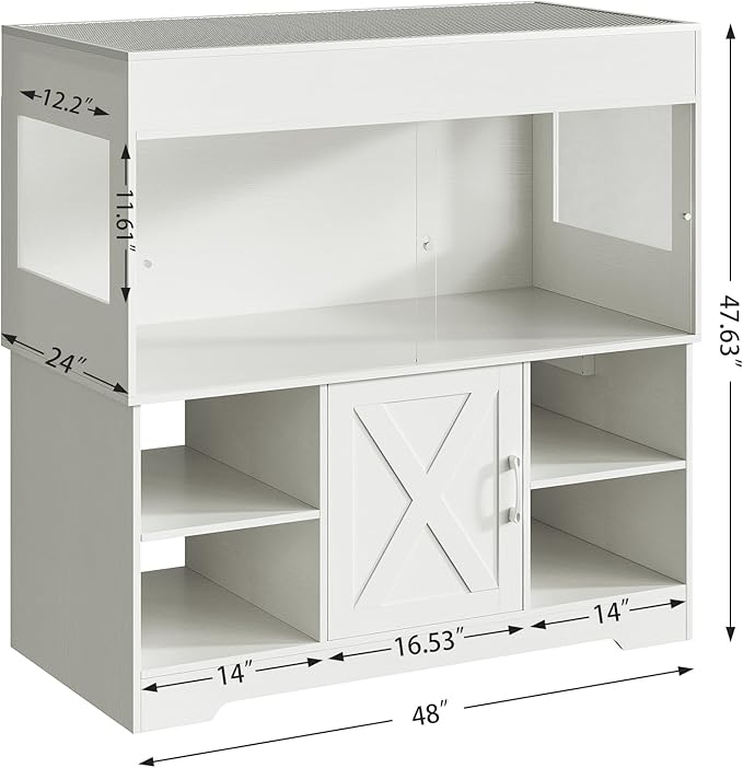 120 Gallon Terrarium with Stand, 4x2x2 Reptile Enclosure Tank for Bearded Dragons Snakes Lizards, Large Vivarium Habitat with Storage & Power Strip White PX07RTW