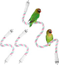 1-Set Rope Perches for Bird Cages, 13.8 & 31.5 in Length Comfort Grip Flexible Rope Perch Beak & Paw Grinding for Parrots/Cockatiels/Parakeets, Bird Platform Sand [Pink Cyan]