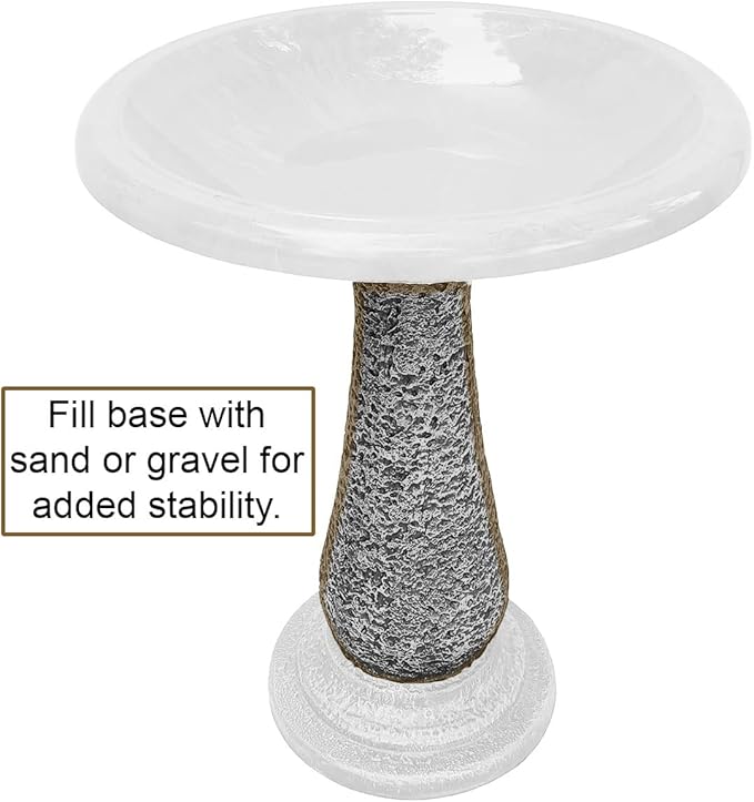 Birdbath for Outdoors - 24" Azure Blue Fiber Clay Bird Bath Bowl and Stand, Easy Assembly UV-Resistant Bird Baths for Outside, Outdoor Decor Pedestal Birdbaths, Garden Decor for Outside