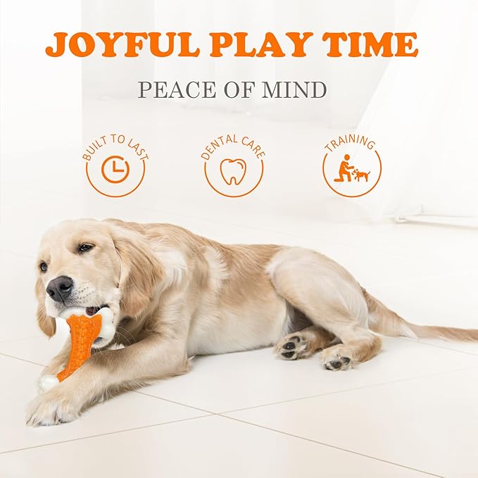 10-Pack Dog Toys for Aggressive Chewers Large Breed, Tough Bones, Nylon Puppy Teething Chew Toys Medium Dogs, Heavy Duty Peanut Butter Flavor Toys