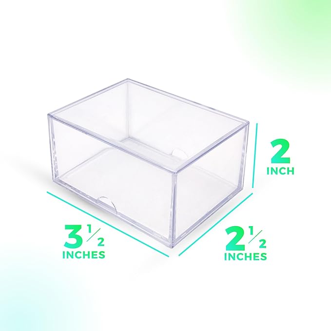 10 Pack Clear Acrylic Card Storage Boxes with Lids – 3 1/2" L x 2 1/2" W x 2" H Baseball Card Storage Box, Sports Card Boxes, Magic Card Storage Box and Playing Card Case – Made in USA