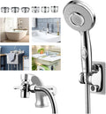 KLLEYNA Shower Head Sink-Faucet Bathtub-Bathroom-Garden - Hose Sprayer Attachment(5 Adapters) for Hair Washing & Pet Dog Rinse & Baby Bath, ON/OFF Extension for Moen, Kohler, Delta, American Standar