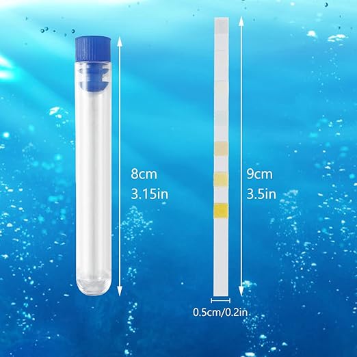 100Pcs Aquarium Test Strips 7 in 1 Fish Tank Test Kit Freshwater Saltwater Aquarium Water pH Test Strips Kit for Total Hardness Nitrate Nitrite Free Chlorine Carbonate pH Value Total Alkali