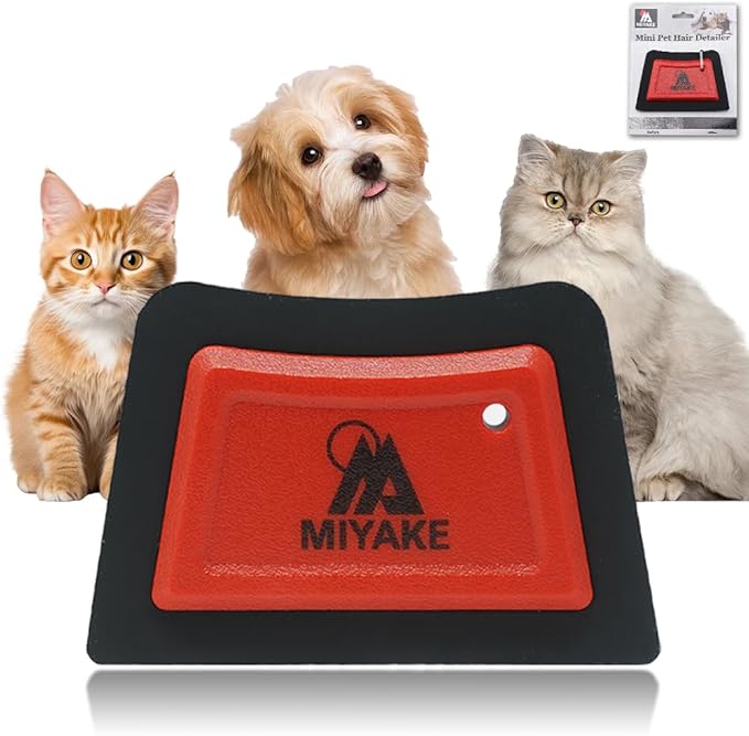 Miyake Mini Pet Hair Remover | Dog Hair Remover for Car Carpet & Car Cleaning Supplies, Cat Hair Remover for Furniture, Reusable Carpet Brush and Lint Remover, Pet Hair Removal Tool