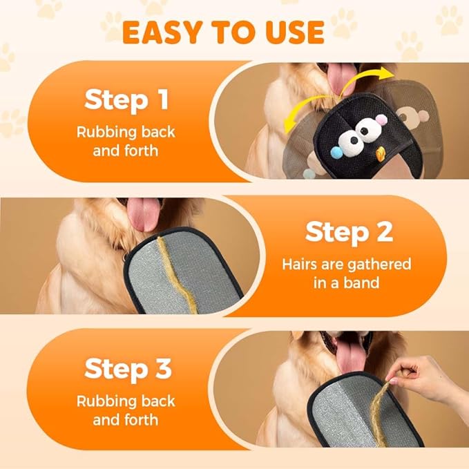 Pet Hair Removal Glove for Cats & Dogs, Upgraded Five-Finger Electrostatic Pet Hair Gloves,Laundry, Couch, Carpet (3)