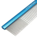 Greyhound Comb with Oval Handle for Dogs and Cats, Removing and Shedding Matted, Tangled Hair, Metal Comb with Stainless Steel Pins, Detangling Grooming Tool, Pet Comb (20% Fine Spacing)…