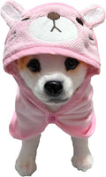 Dog Hooded Bathrobe Towel, Fast Drying Bath Towel Absorbent Warm Blanket Pink L