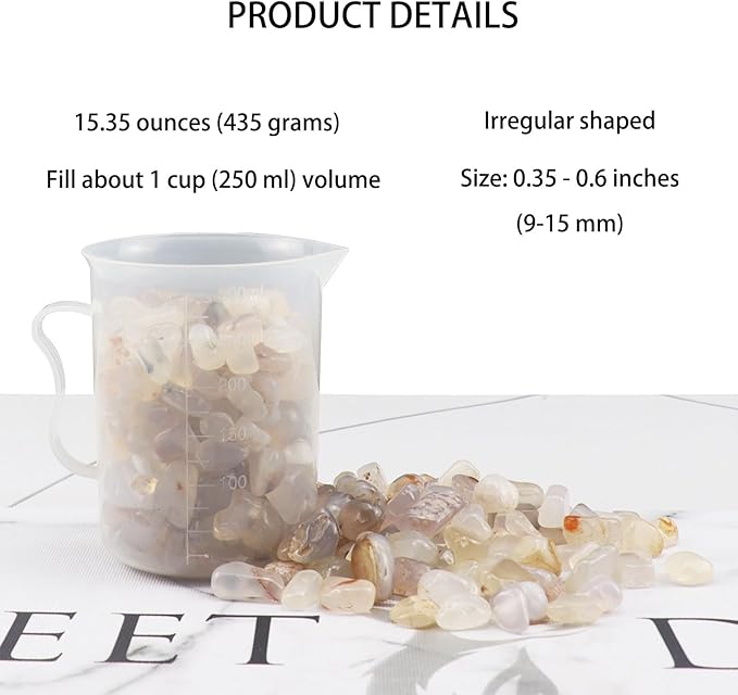 0.96LB Natural Crushed Stones Aquarium Gravel Vase Filler Succulent Rocks Fish Tank Decor Pebbles Polished Irregular Shaped Bulk - White