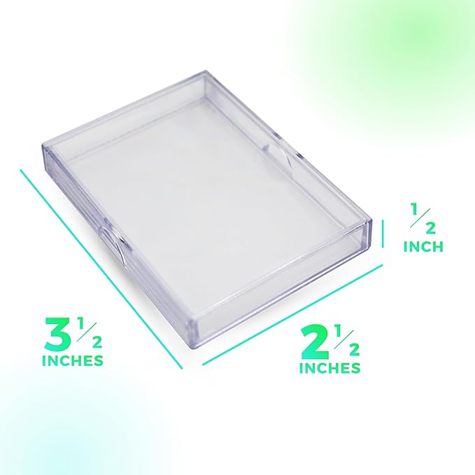 10 Pack Clear Acrylic Card Storage Boxes with Lids – 3 1/2" L x 2 1/2" W x 1/2" H Baseball Card Storage Box, Sports Card Boxes and Magic Card Storage Box – Made in USA