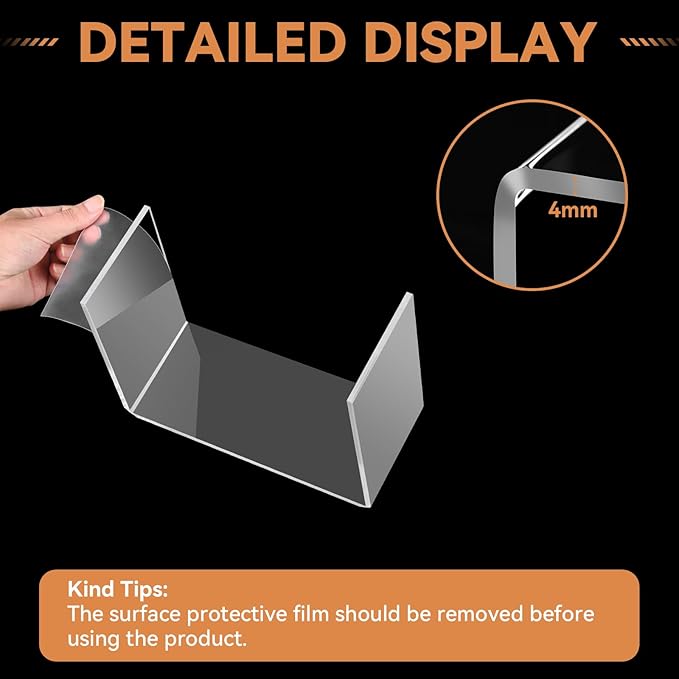 12 Pcs Small Size Acrylic Display Risers, 2 Sets Acrylic Risers Display Stands, 0.15" Thick Clear Shelf Riser, Risers Display Stands for Perfume, Dessert, Candy, Figure, Toys, Jewelry Showcase
