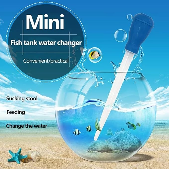 1 PC Blue Fish Tank Cleaner Water Changer Aquarium Dropper, 30ml Fish Tank Cleaning Waste Remover, Mini Aquarium Gravel Cleaning Straw, Fishbowl Rock Cleaner Tools