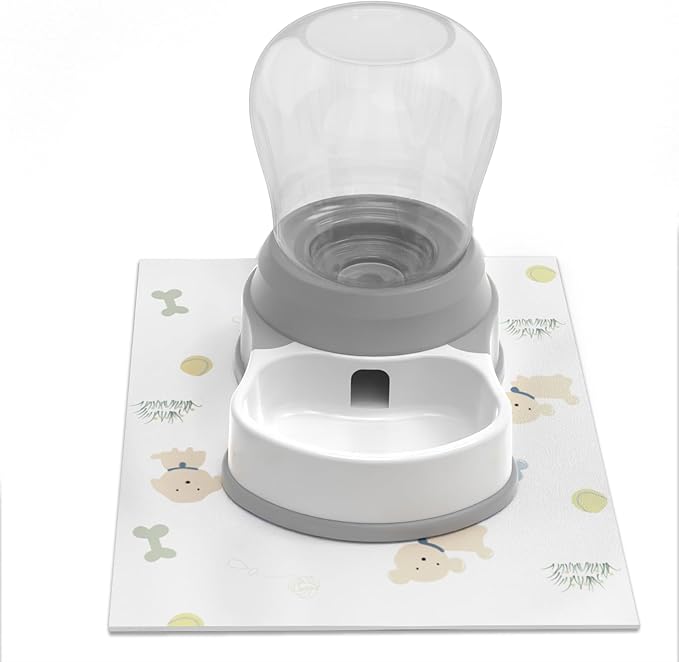 1 Gallon Automatic Dog Water Bowl Dispenser - Staltwo Premium Pet Water Dispenser with Non-Slip Mat,Large Capacity Water Feeder for Cats and Dogs, BPA-Free,1 Gallon Grey