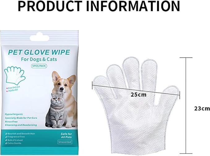 12 PCS Rinse Free Dog Shampoo Mitts, Waterless Dog Shampoo Mitts, Hypoallergenic Pet Bath Wipes Perfect for Dogs, Suitable for Daily Care and Travel