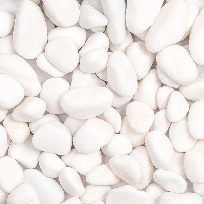 11lbs White Natural River Rocks, Polished Pebbles for Plants Garden, 1-2 inch Decorative White Stones, Ideal for Fish Tank, Vases, Crafting, Home Decor and Garden Landscaping Rocks,White
