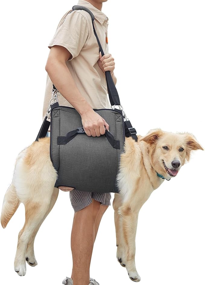 COODEO Dog Carry Sling, Emergency Backpack Pet Legs Support & Rehabilitation Dog Lift Harness for Nail Trimming, Dog Carrier for Senior Dogs Joint Injuries, Arthritis, Up and Down Stairs(2XL, Black)