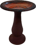 Tierra Garden Birdbath for Outdoors - 24"x19" Red Fiber Clay Bird Bath Bowl and Stand, Easy Assembly UV-Resistant Bird Baths for Outside, Outdoor Decor Pedestal Birdbaths, Garden Decor for Outside