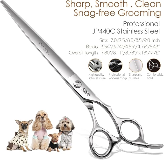 9.0'' Dog Grooming Scissors Straight Professional Pet Grooming Shears for Thick Long Hair Large Dog Cat (9.0 In, Straight)