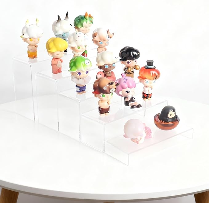 10 Pcs (2 Sets) Large Acrylic Risers 5 Sizes(7" L~9" L) Riser Display Shelf Cupcake Stand Display Cabinet Clear Rectangular Display Stands Set