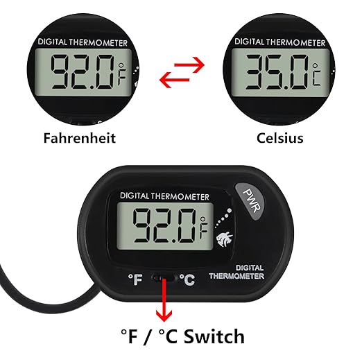 10Pcs Aquarium Fish Tank Reptile Terrarium Water Temperature Test Digital Thermometer with LCD Display Fahrenheit/Celsius (/)