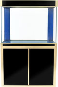 100 Gallon Glass Aquarium with Aluminum Cabinet - Including Sump for Filtration and Circulation, Plumbing, LED, Black with Gold Trim